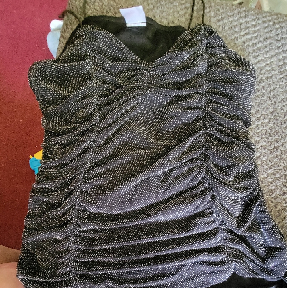 No Boundaries Black Sleeveless shimmer Top